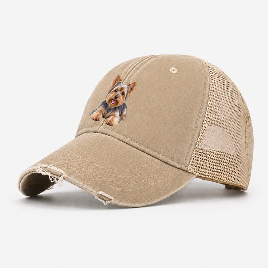 Yorkshire Terrier Lying Down Top Breeds Washed Trucker Hat – Khaki