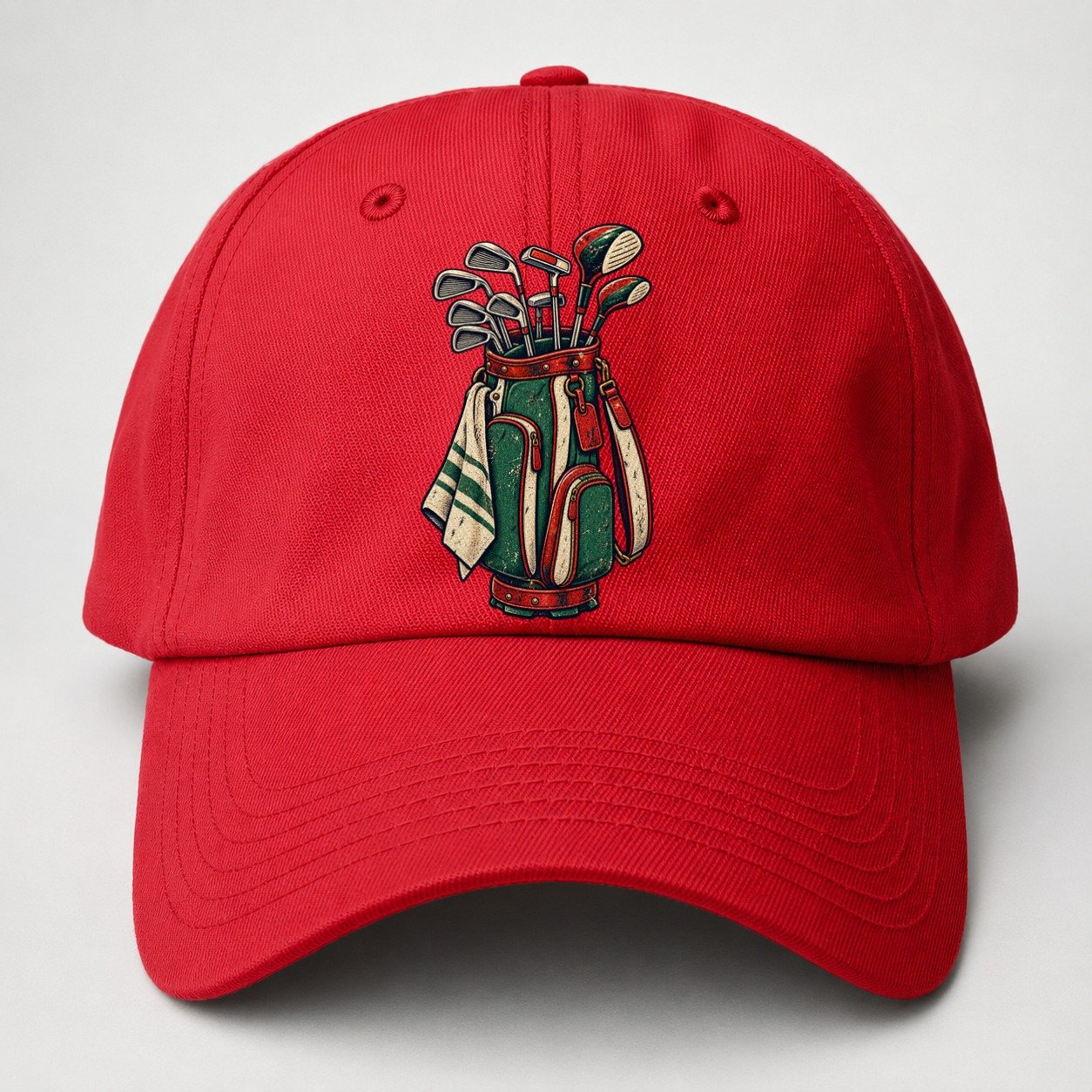 Bag And Clubs Stack Golf Life Baseball Cap – Red