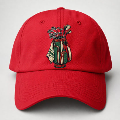 Bag And Clubs Stack Golf Life Baseball Cap – Red