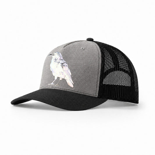 Raven Trucker Hat – Grey Black