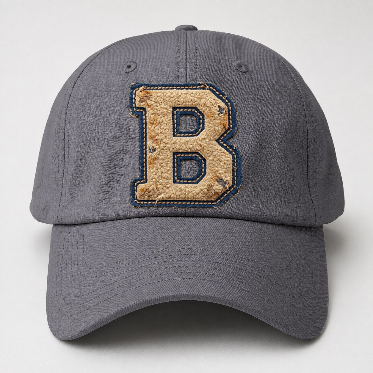 Varsity Chenille B Monogram Baseball Cap – Grey