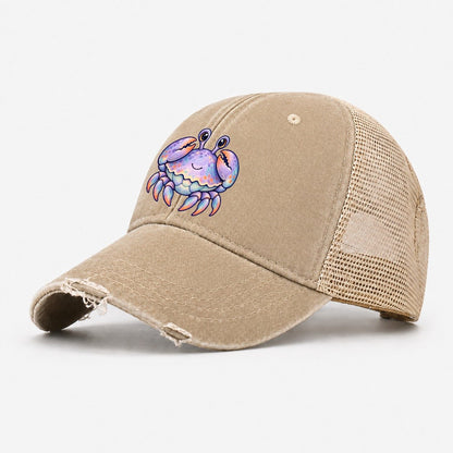 Crab Tucked Claw Hug Sea Sprite Washed Trucker Hat – Khaki
