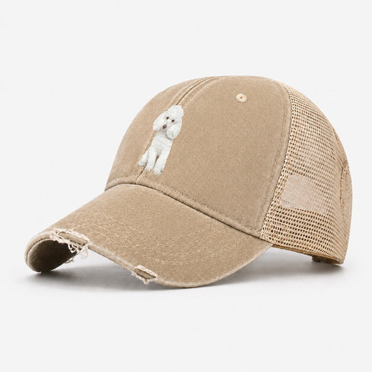 Poodle Portrait Washed Trucker Hat – Khaki