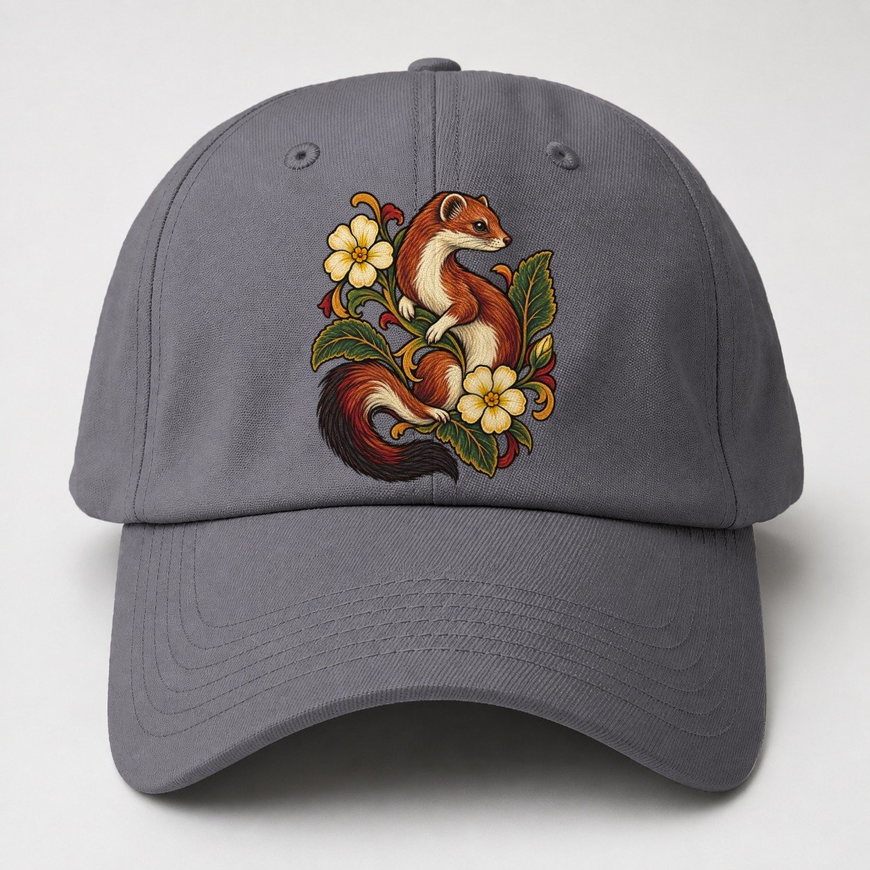 British Stoat And Primrose Uk Culture Heritage Baseball Cap – Grey