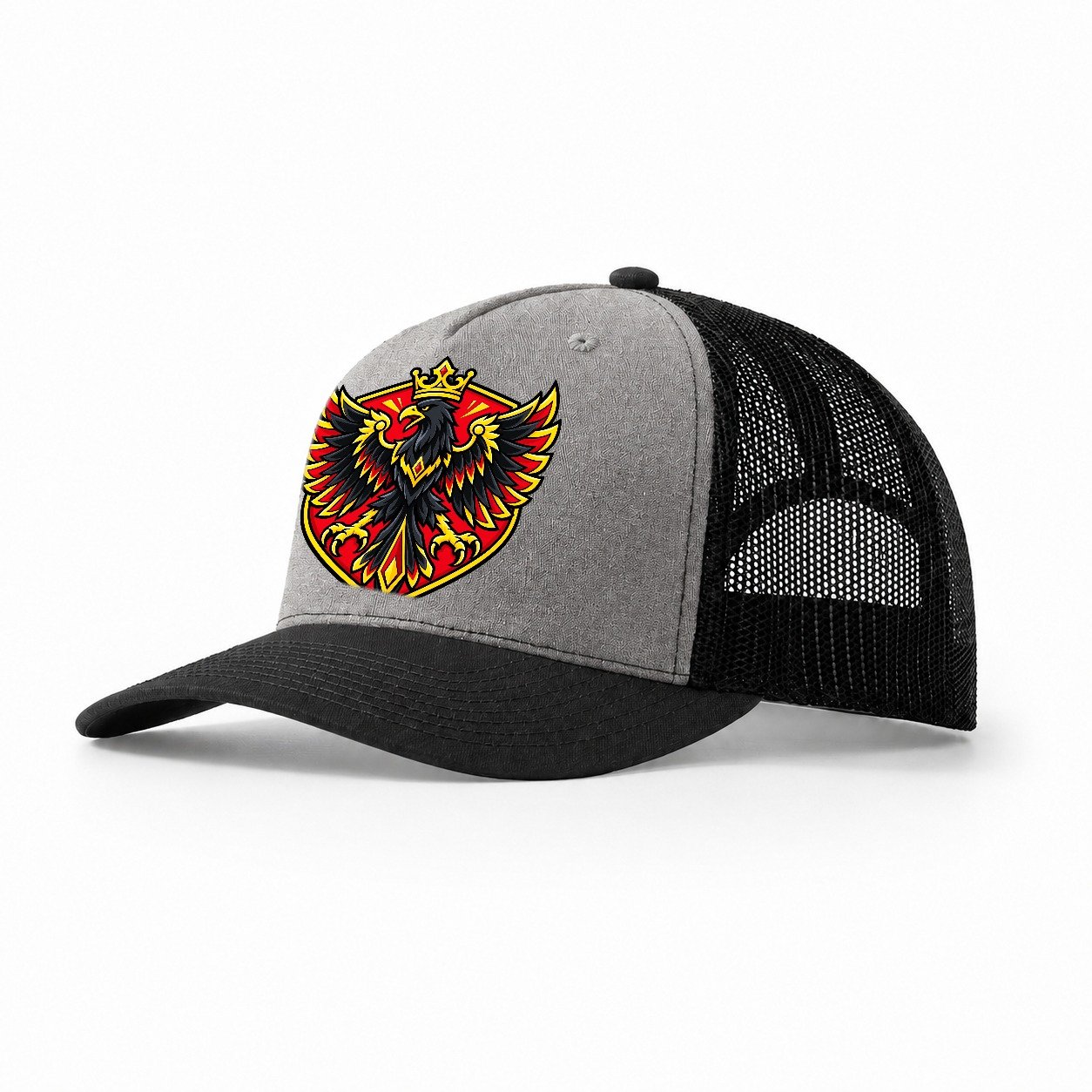 Germany Minimal Emblem Country Logos Trucker Hat – Grey Black