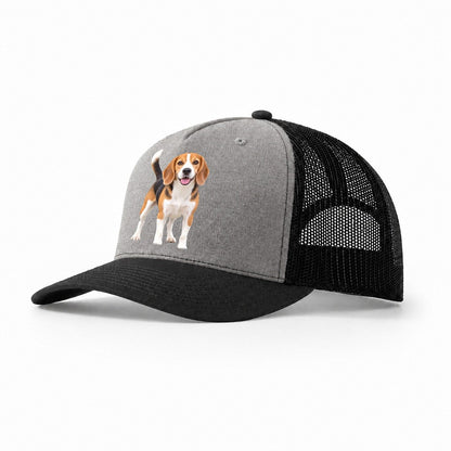 Beagle Standing Top Breeds Trucker Hat – Grey Black