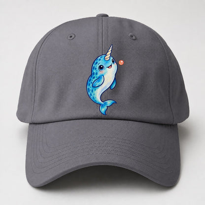 Narwhal Upward Swim Sea Sprite Baseball Cap – Grey
