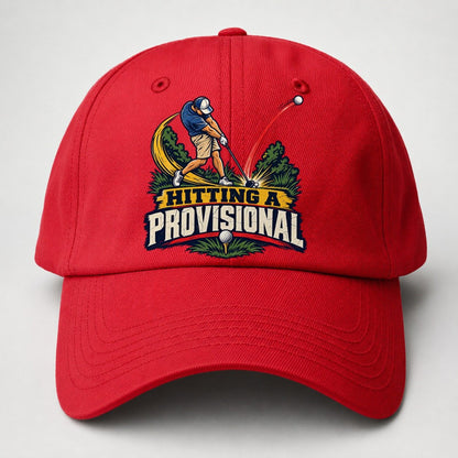 Hitting A Provisional Golf Life Baseball Cap – Red