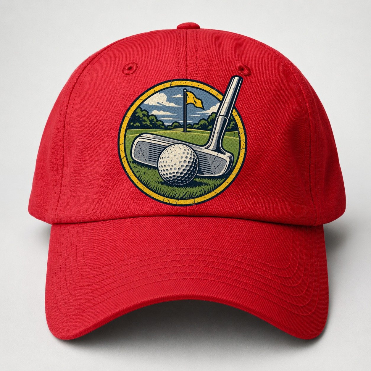 Putter And Ball Circle Golf Life Baseball Cap – Red