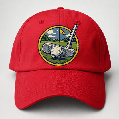 Putter And Ball Circle Golf Life Baseball Cap – Red