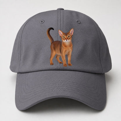 Abyssinian Standing Three Quarter Realistic Cat Portrait Baseball Cap – Grey