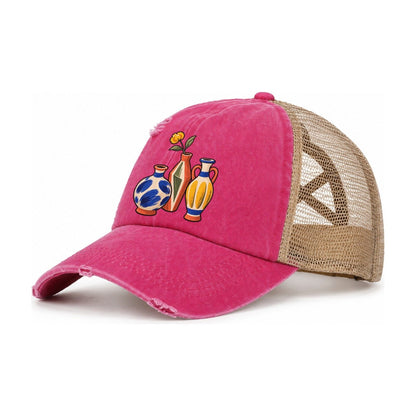 Bud Vase Trio Clay Color Makers Women's Ponytail Trucker Hat – Raspberry Khaki