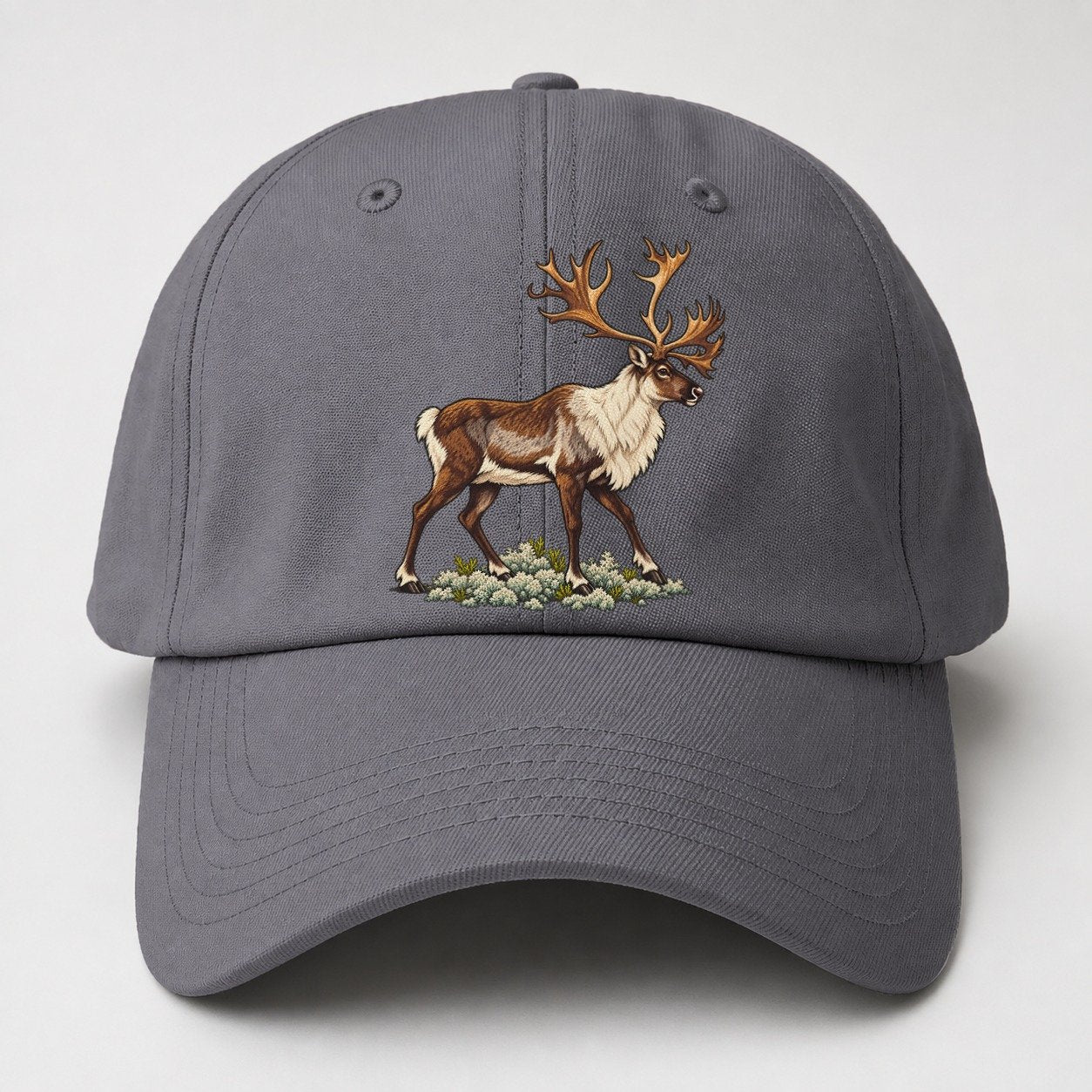 Woodland Caribou And Reindeer Lichen Canada Cultural Icons Baseball Cap – Grey