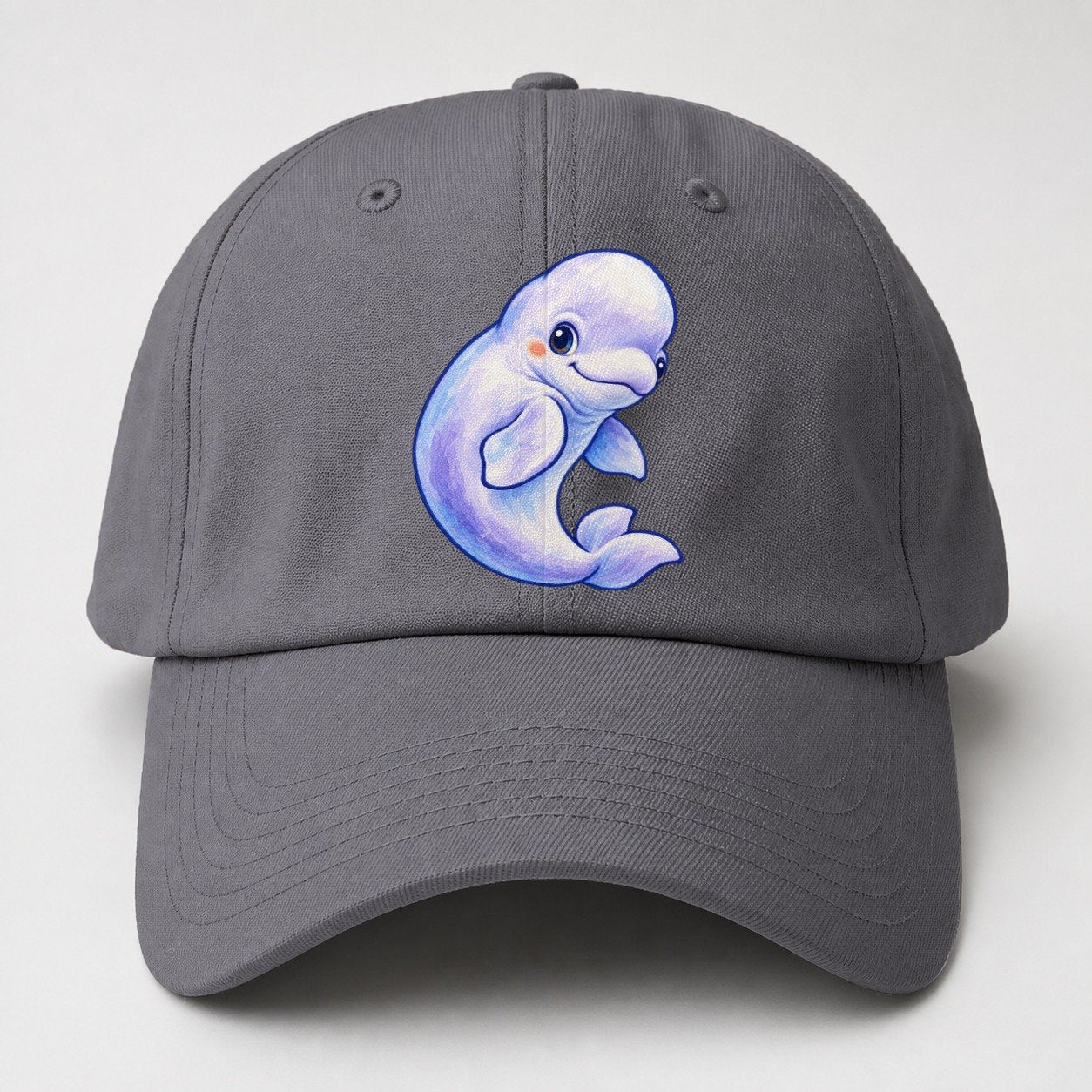 Beluga Whale Gentle Turn Sea Sprite Baseball Cap – Grey