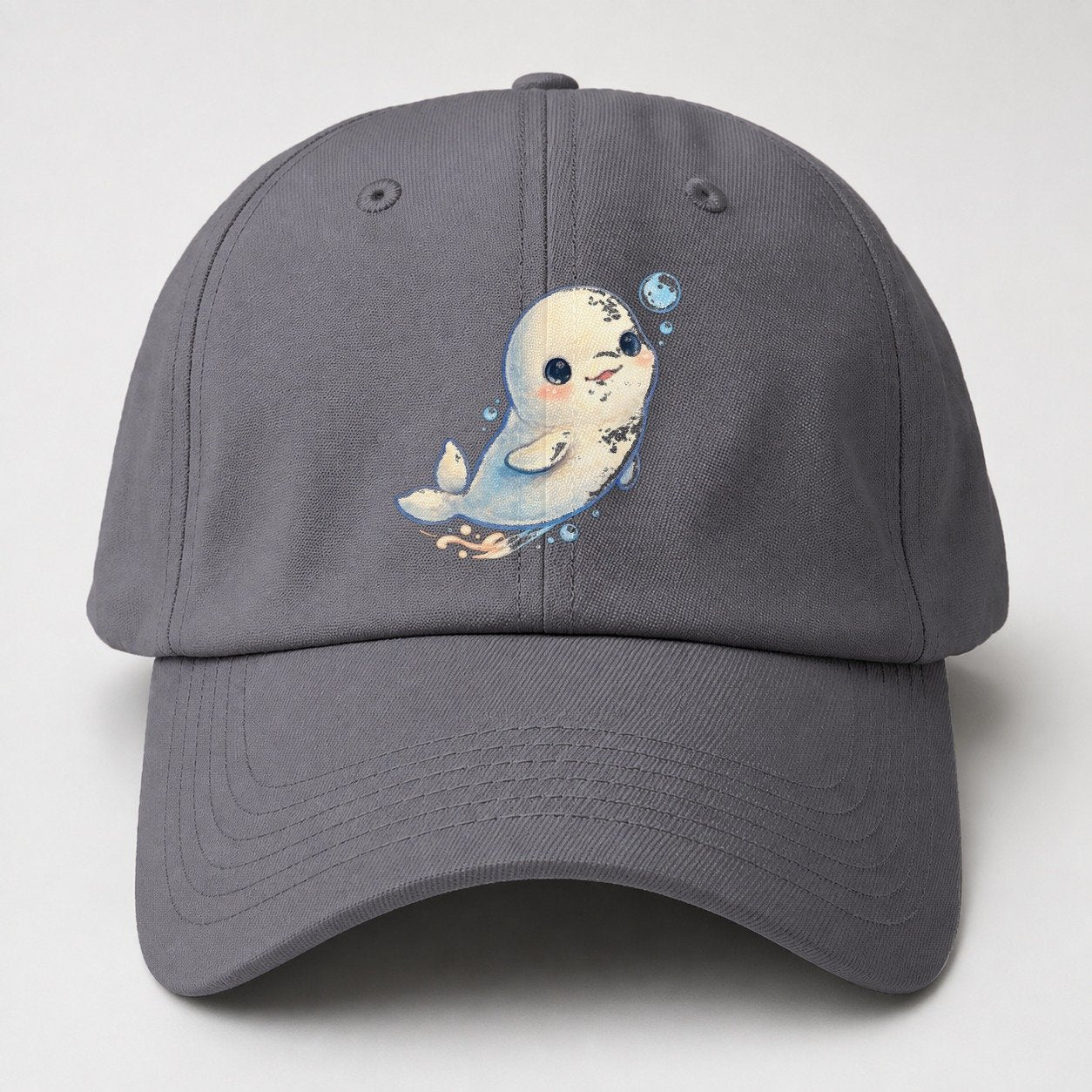 Beluga Whale Bubble Rise Sea Sprite Baseball Cap – Grey