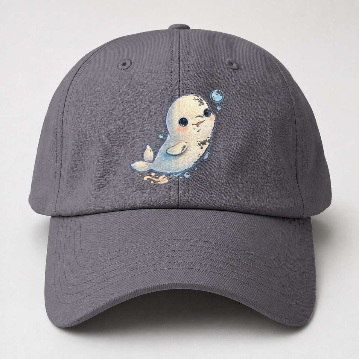 Beluga Whale Bubble Rise Sea Sprite Baseball Cap – Grey