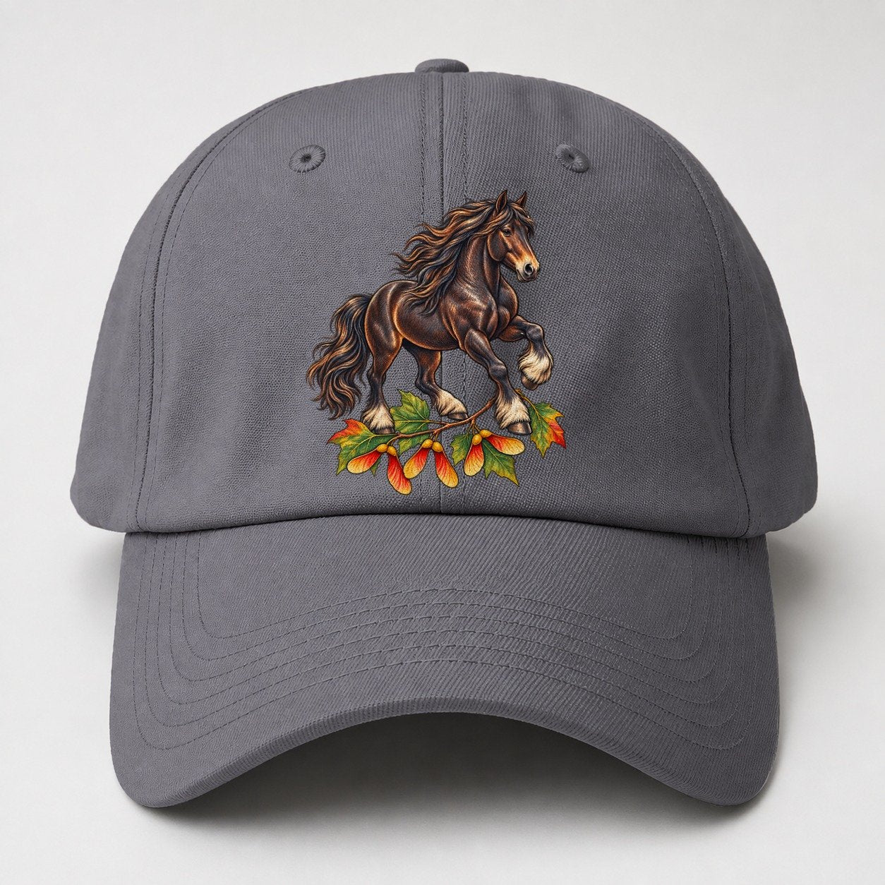 Canadian Horse And Sugar Maple Samaras Canada Cultural Icons Baseball Cap – Grey