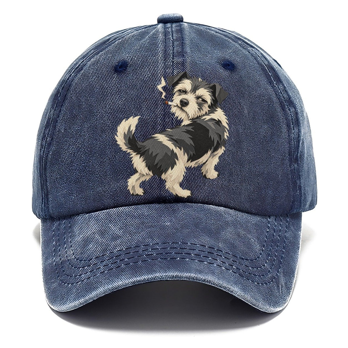 Scruffy Dog Smoking a Cigarette Classic Cap – Twilight Navy