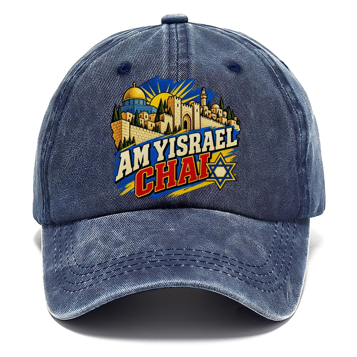 Pop Art Am Yisrael Chai Jerusalem Classic Cap – Twilight Navy