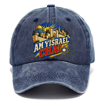 Pop Art Am Yisrael Chai Jerusalem Classic Cap – Twilight Navy