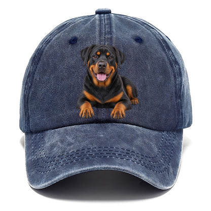Rottweiler Sitting Top Breeds Classic Cap – Twilight Navy