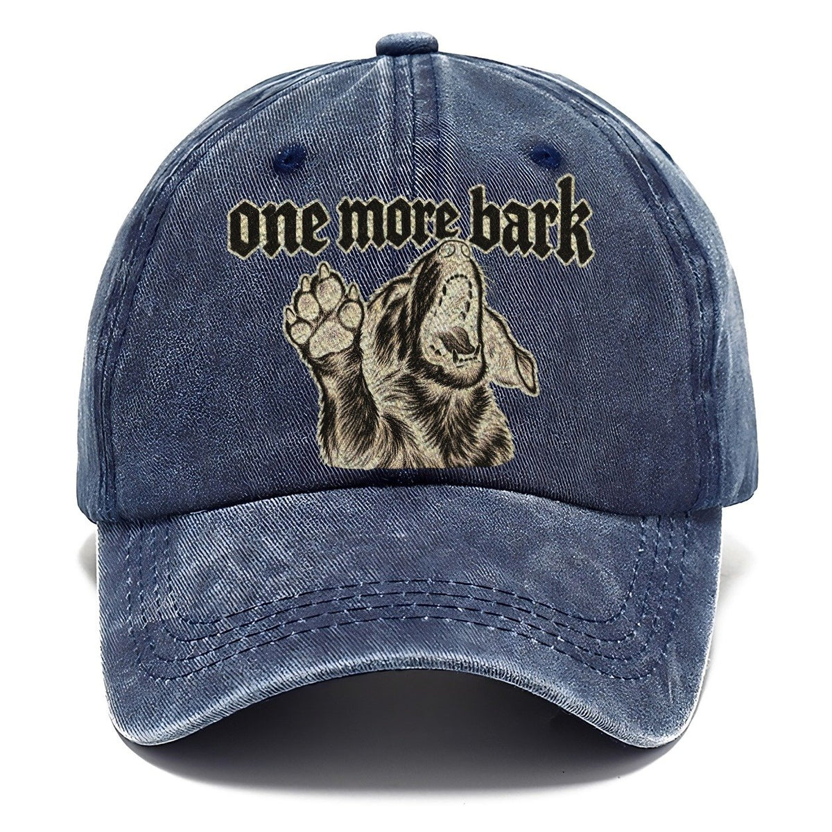 A Dog Head Mid Howl With One Front Paw Raised To The Viewer Bark For Me Classic Cap – Twilight Navy