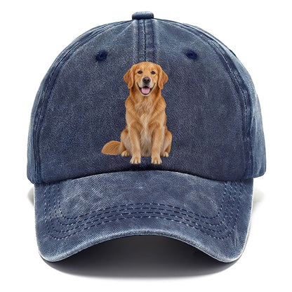 Golden Retriever Sitting Upright Top Breeds Classic Cap – Twilight Navy