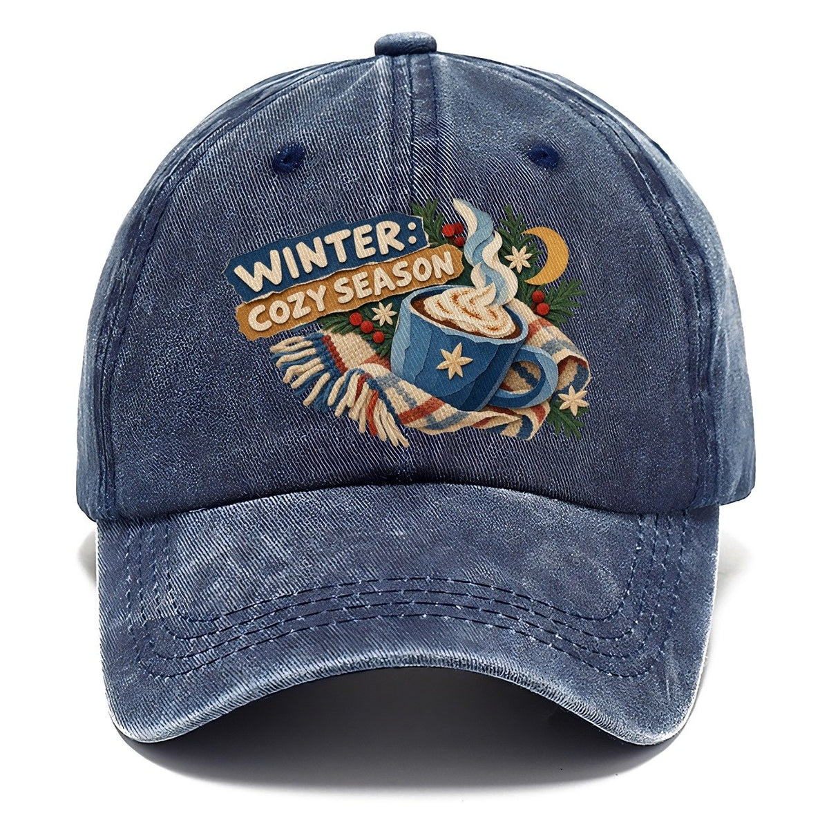 Winter Cozy Season Cocoa Cup Classic Cap – Twilight Navy