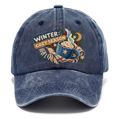 Winter Cozy Season Cocoa Cup Classic Cap – Twilight Navy