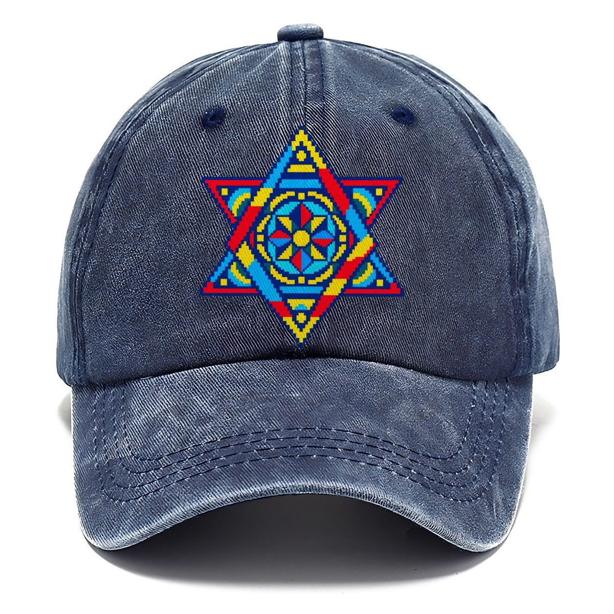 Pixel Art Star of David Classic Cap – Twilight Navy