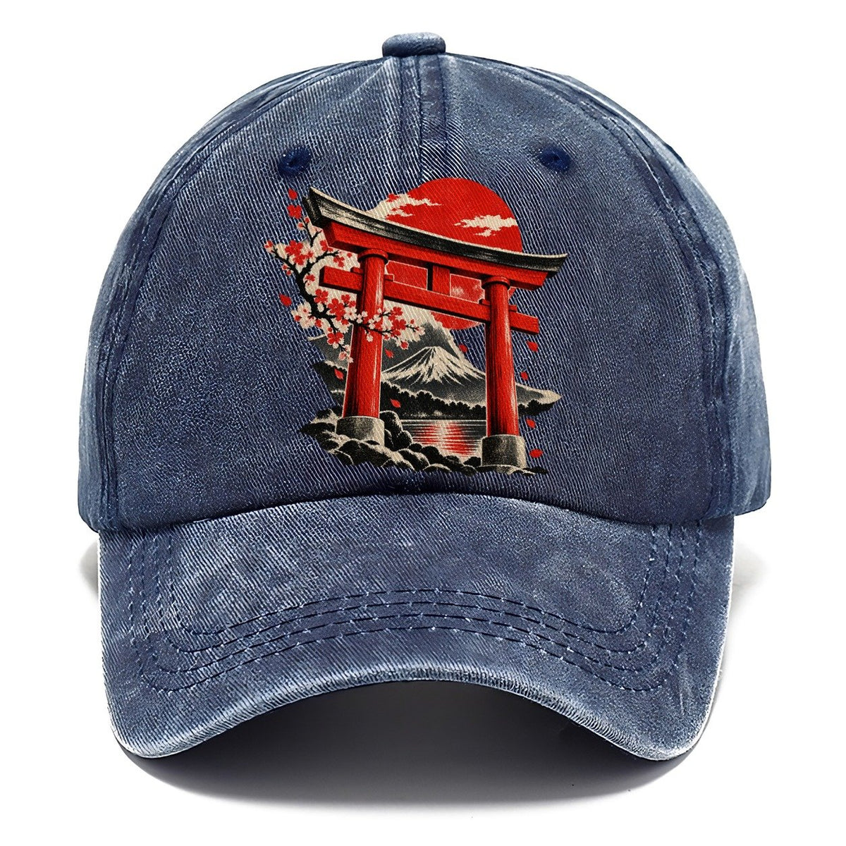 Torii Gate Mount Fuji Blossoms Classic Cap – Twilight Navy