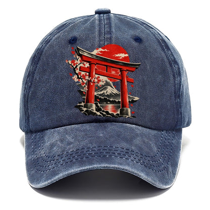 Torii Gate Mount Fuji Blossoms Classic Cap – Twilight Navy