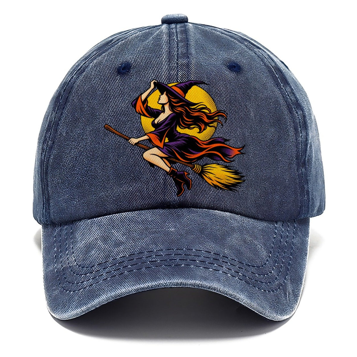 Pop Art Witch on Broom Classic Cap – Twilight Navy