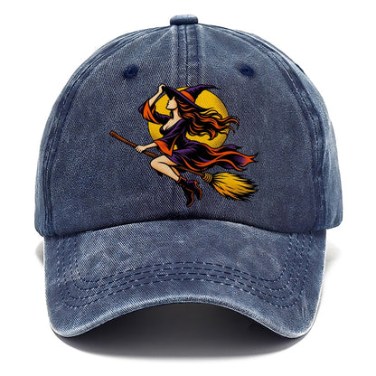 Pop Art Witch on Broom Classic Cap – Twilight Navy