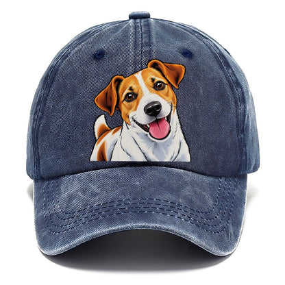 Happy Jack Russell Terrier Portrait Classic Cap – Twilight Navy