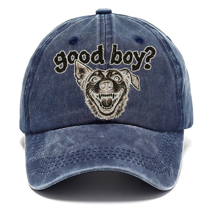 A Wide Eyed Feral Mongrel Head Grinning Straight At The Viewer Bark For Me Classic Cap – Twilight Navy