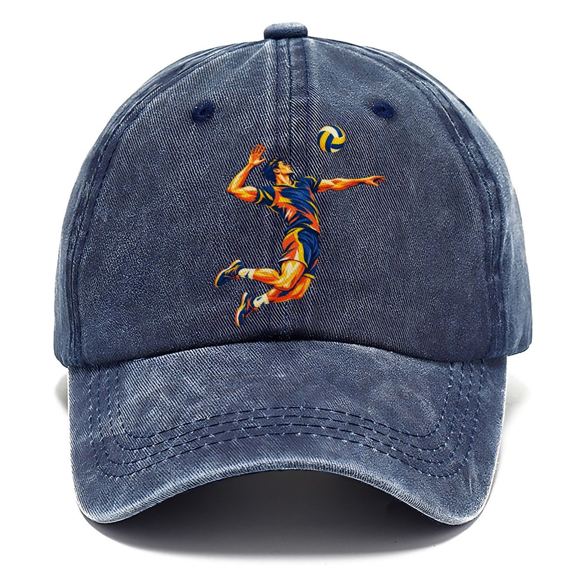 Leaping Volleyball Player Spike Classic Cap – Twilight Navy