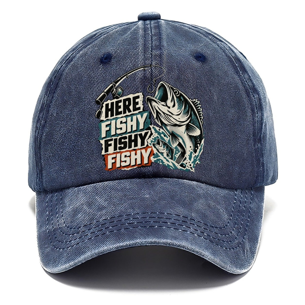 Here Fishy Fishy Fishy Bass Classic Cap – Twilight Navy