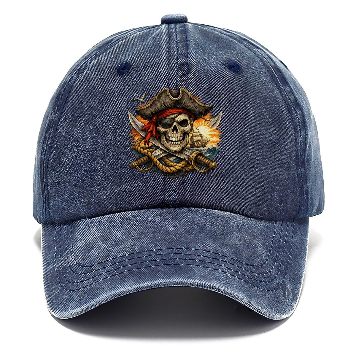 Pirate Skull Sunset Voyage Classic Cap – Twilight Navy