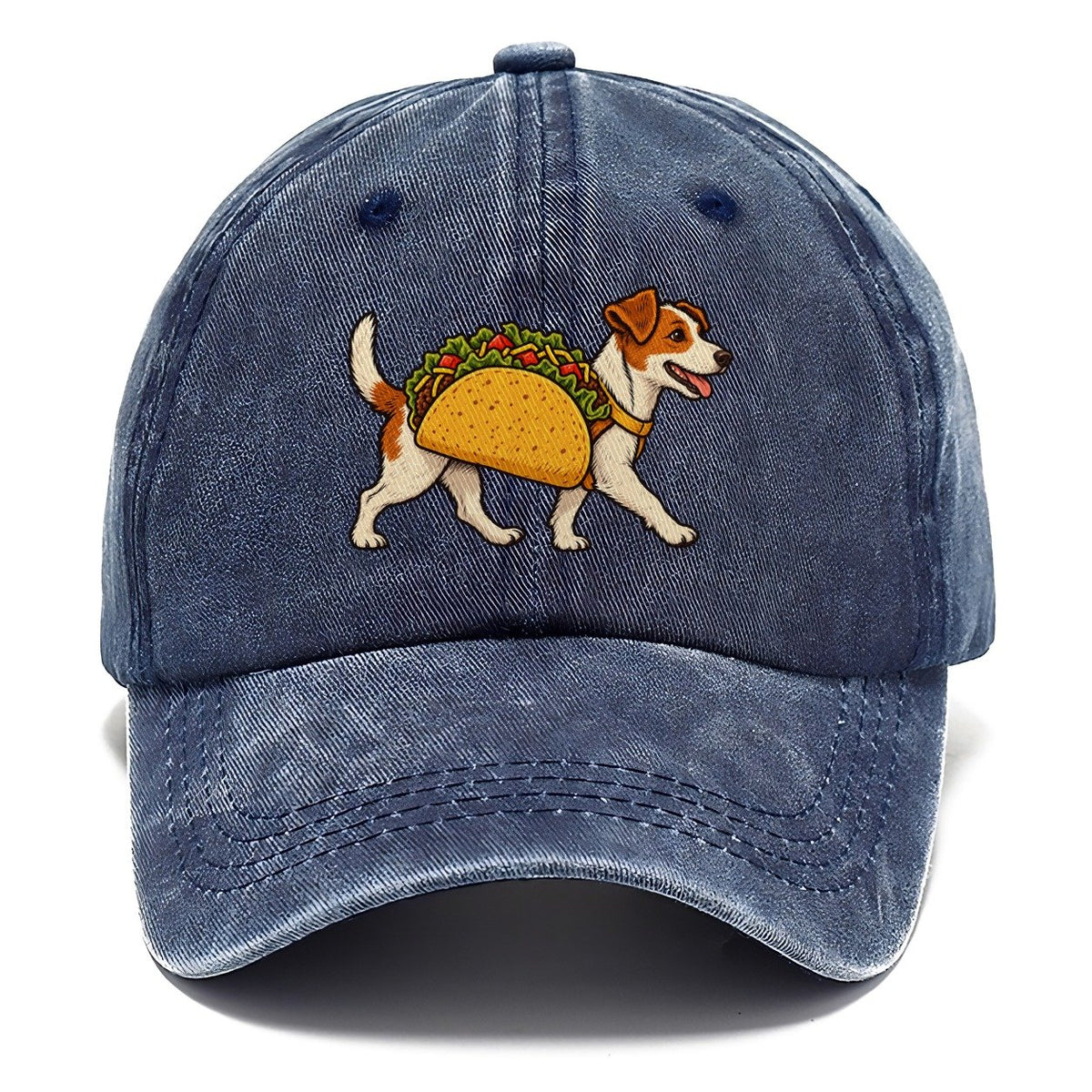 One Jack Russell Terrier In Halloween Costume Taco Costume With Lettuce And Tomato Felt Bits Halloween Dog Parade Classic Cap – Twilight Navy
