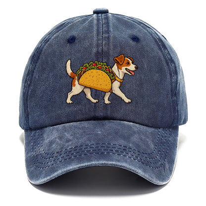 One Jack Russell Terrier In Halloween Costume Taco Costume With Lettuce And Tomato Felt Bits Halloween Dog Parade Classic Cap – Twilight Navy
