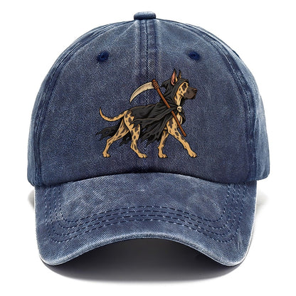 One Great Dane In Halloween Costume Grim Reaper With A Small Hooded Cloak And Toy Scythe Halloween Dog Parade Classic Cap – Twilight Navy