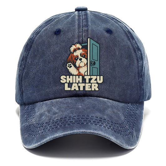 Shih Tzu Later Familiar Punchlines Classic Cap – Twilight Navy