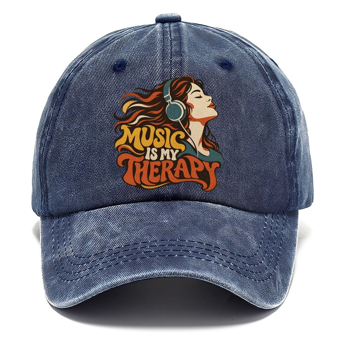 Music Is My Therapy Headphones Girl Classic Cap – Twilight Navy