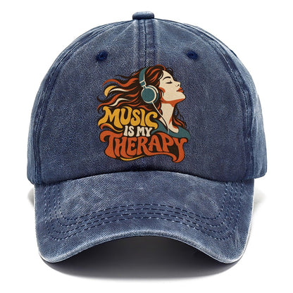 Music Is My Therapy Headphones Girl Classic Cap – Twilight Navy