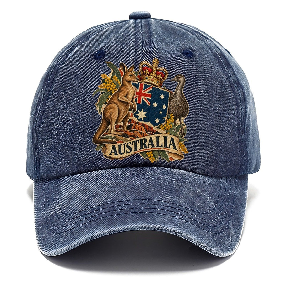 Australia Kangaroo and Emu Crest Classic Cap – Twilight Navy
