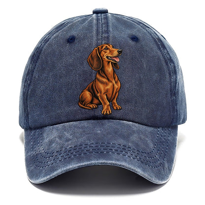 Happy Dachshund Portrait Classic Cap – Twilight Navy
