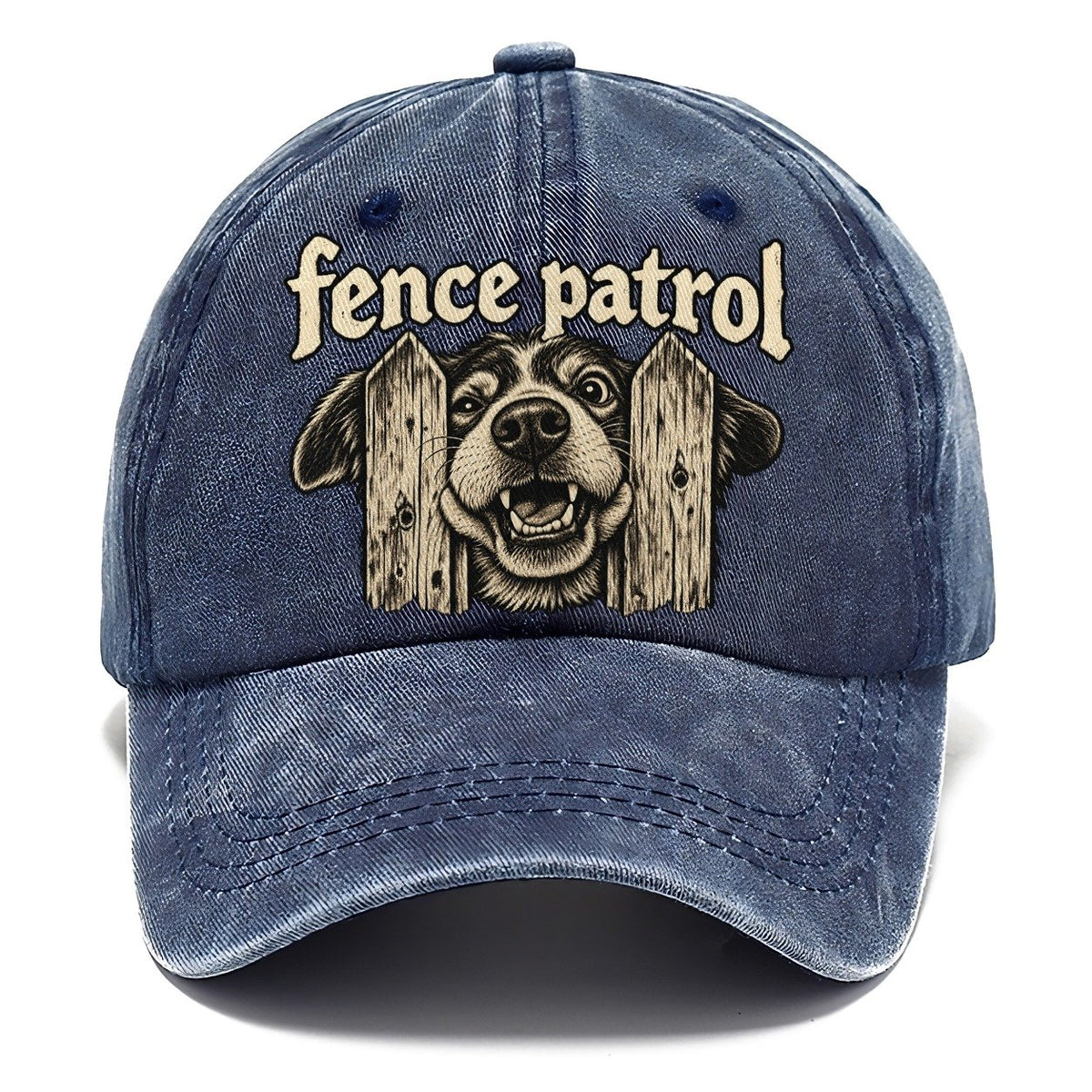 A Dog Head Pushed Through The Gap Between Two Fence Pickets Bark For Me Classic Cap – Twilight Navy