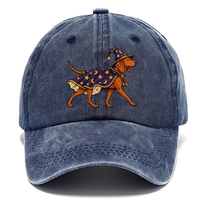 One Vizsla In Halloween Costume Wizard Costume With A Starry Robe And Pointed Hat Halloween Dog Parade Classic Cap – Twilight Navy