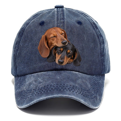 Dachshund Sleeping Pair Character Club Classic Cap – Twilight Navy